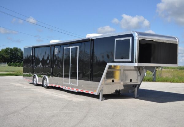 Black 42′ Custom Built Aluminum Gooseneck Trailer