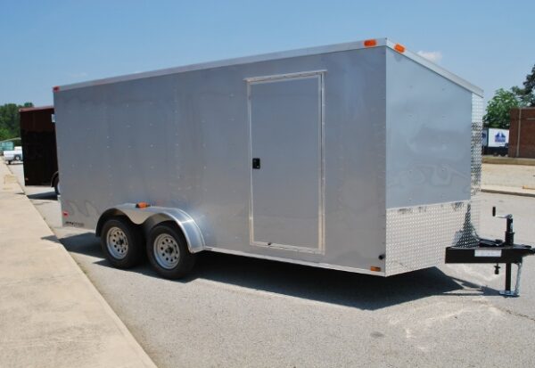 7 x 16 Silver V-Nose Enclosed Cargo Trailer