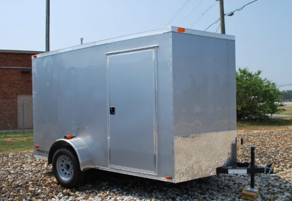 Silver 6 x 10 Enclosed V-Nose Cargo Trailer