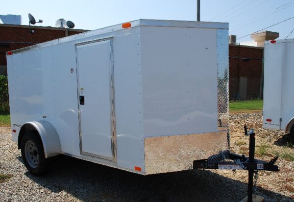 5 x 10 White Enclosed V-Nose Cargo Trailer