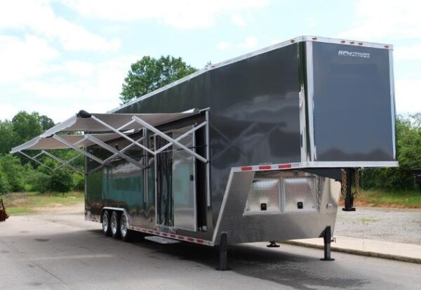 40′ Charcoal Gray Gooseneck Stacker Race Trailer